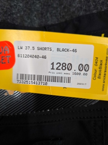 1552869-6 7 st Arbetsshorts Snickers Workwear, Strl 44, 46, 48 & 62