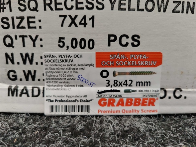 1551868-3 5000 pcs Chipboard, Plyfa and Socket Screws 3.8x42mm, Grabber