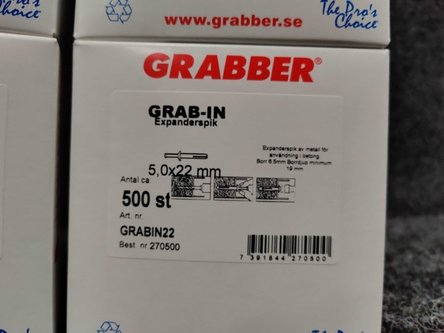 1551933-3 3000 st Expanderspik Grab-In 5,0x22mm, Grabber