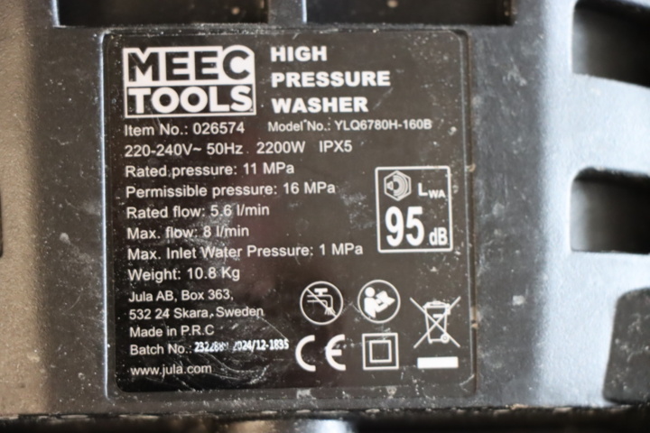 1296033-4 Högtryckstvätt - Meec Tools YLQ6780H-160B