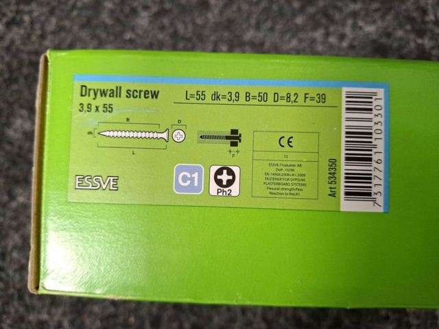 1554295-5 6000 st Gipsskruv bandad 3.9x55mm, Essve