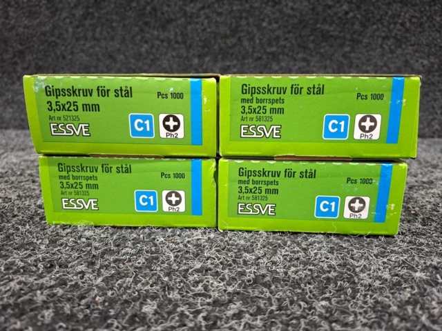 1554299-2 4000 st Gipsskruv bandad för stål 3.5x25mm, Essve