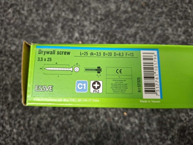 1554299-3 4000 st Gipsskruv bandad för stål 3.5x25mm, Essve
