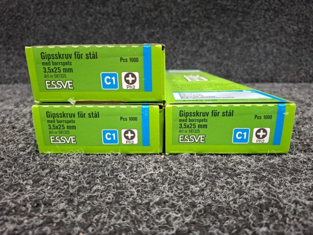 1554300-2 3000 st Gipsskruv bandad för stål 3.5x25mm, Essve