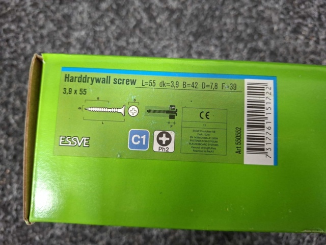 1554305-4 3000 st Hårdgipsskruv bandad 3.9x55mm, Essve