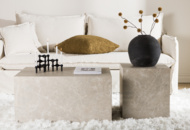 1552922 York soffbord — MDF, beige marmorlook. 120x60x45cm