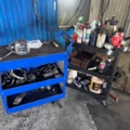 1405950-1 2 workshop trolleys – metal and plastic
