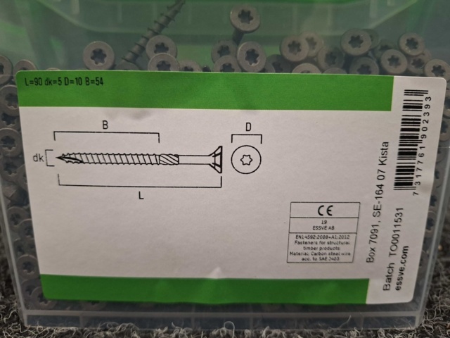 1554459-4 1000 st Träskruv C4 5.0x90mm, Essve