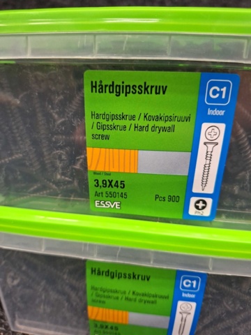 1554467-4 3600 st Hårdgipsskruv 3.9x45mm, Essve