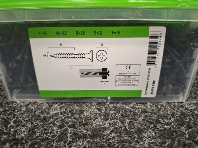 1554467-5 3600 st Hårdgipsskruv 3.9x45mm, Essve