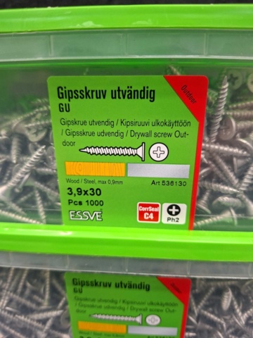 1554469-3 4000 st Gipsskruv utvändig GU 3.9x30mm, Essve