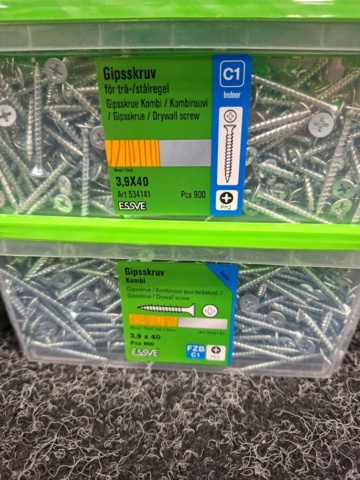 1554471-3 3600 st Gipsskruv kombi 3.9x40mm, Essve
