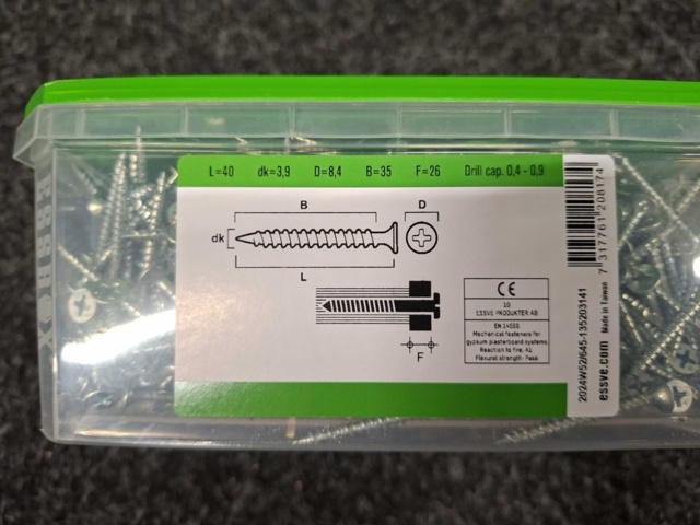 1554471-4 3600 st Gipsskruv kombi 3.9x40mm, Essve