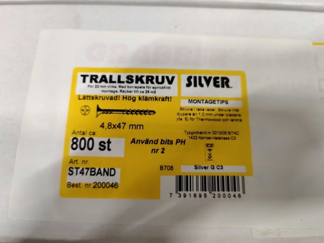 1552239-7 8000 st Trallskruv bandad 4,8x47mm, Silver