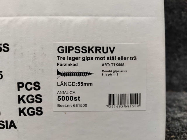 1552276-3 5000 st Gipsskruv kombi 3.9x55mm