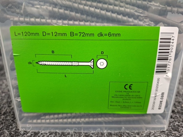 1554479-4 600 st Träskruv 6.0x120mm, Essve