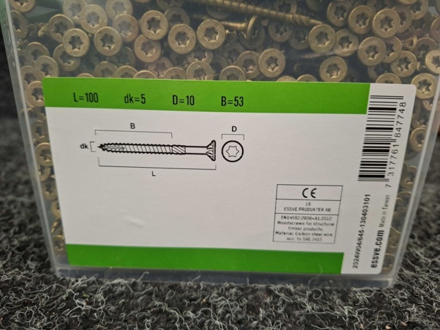 1554525-3 1200 pcs Wood screw 5.0x100mm, Essve