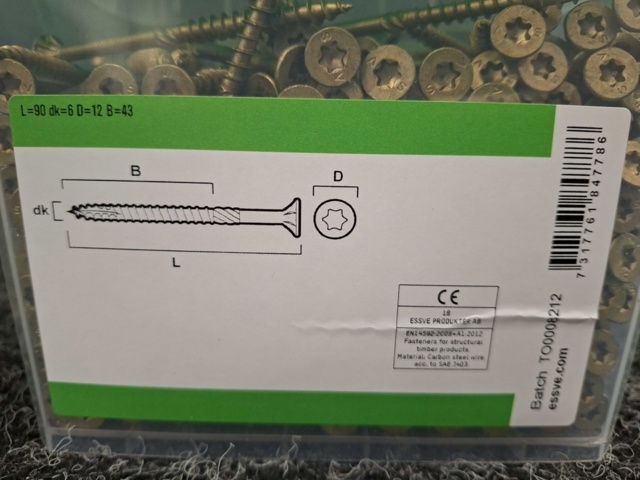 1554527-3 800 pcs Wood screw 6.0x90mm, Essve