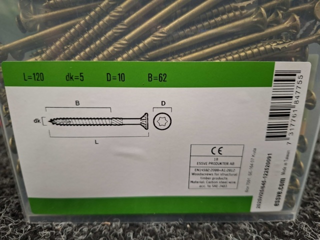 1554529-3 1000 pcs Wood screw 5.0x120mm, Essve