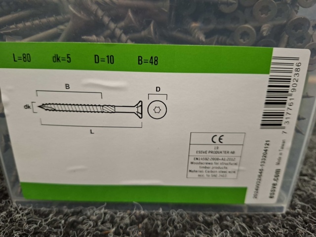 1554531-5 1100 pcs Wood screw C4 5.0x80mm, Essve