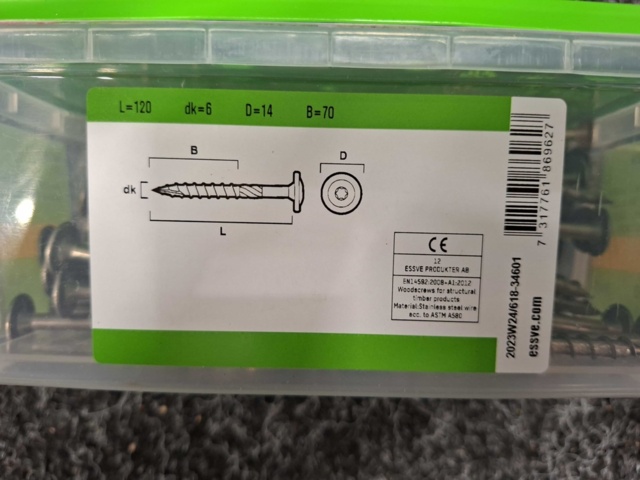 1554642-4 400 pcs Wood screw 6.0x120mm, Essve