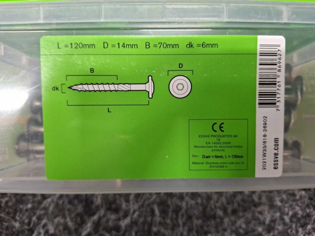 1554642-5 400 pcs Wood screw 6.0x120mm, Essve