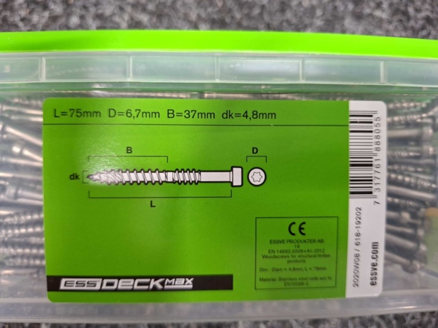 1554651-5 2000 pcs Trall screw 4.8x75mm, Essve