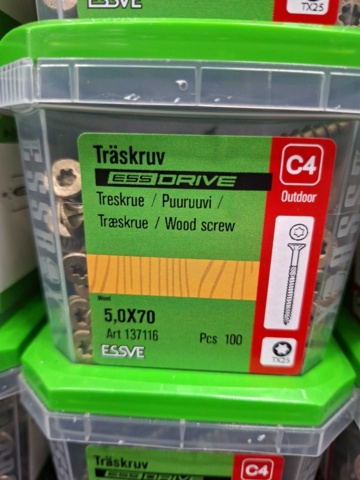 1554654-4 1200 st Träskruv 5.0x70mm, Essve