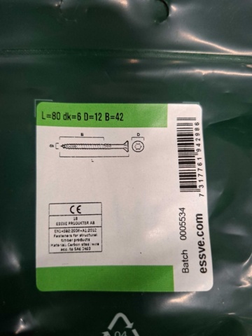 1554657-9 Träskruv 6.0x80mm, Essve
