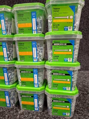 1554658-3 15 pcs Packs Wood Screws 5.0x30, 5.0x35 & 5.0x25mm, Essve