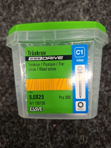 1554658-10 15 pcs Packs Wood Screws 5.0x30, 5.0x35 & 5.0x25mm, Essve
