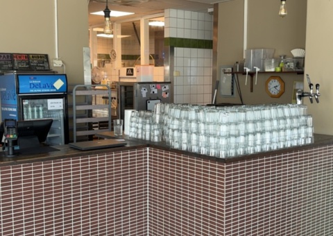 Beverage dispenser with two taps, coffee maker and refrigerator