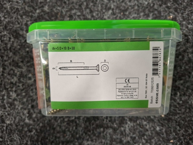 1554747-6 12 st Förpackningar Träskruv, Essve