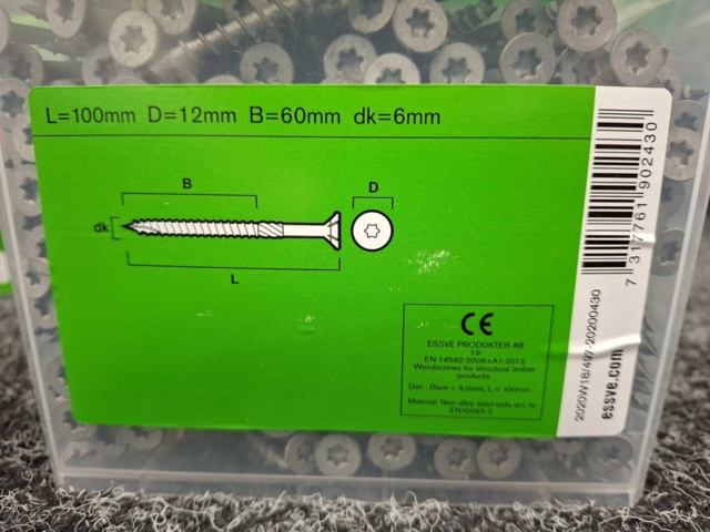 1554550-5 700 st Träskruv 6.0x100mm, Essve