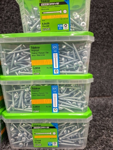 1554773-3 7 st Förpackningar Träskruv, Essve