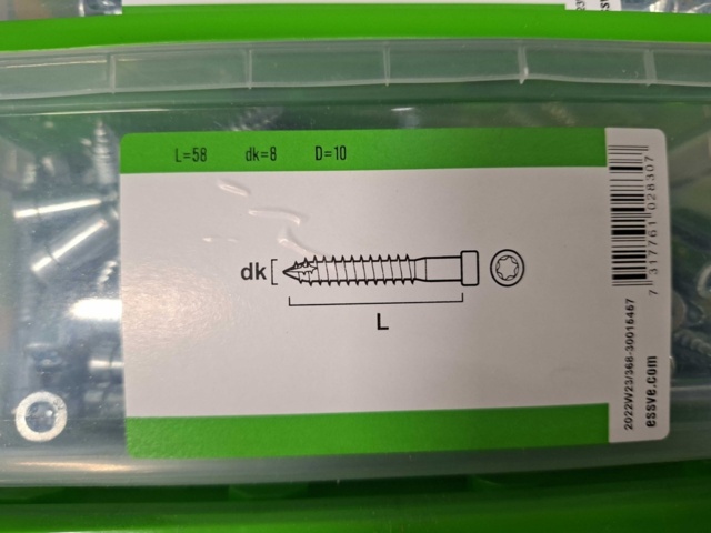 1554773-5 7 st Förpackningar Träskruv, Essve