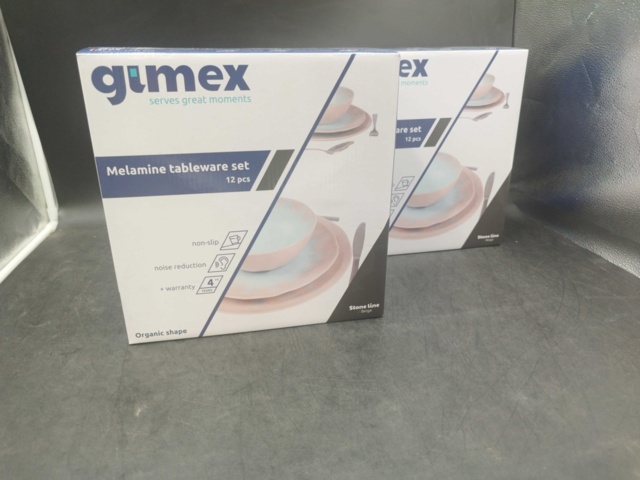 1537260-2 Melaminservis, 2 st 12 delar - Gimex, Stone Line Beige