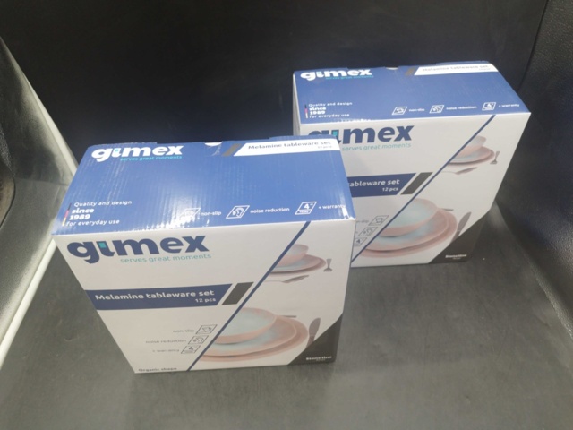 1537260-3 Melaminservis, 2 st 12 delar - Gimex, Stone Line Beige