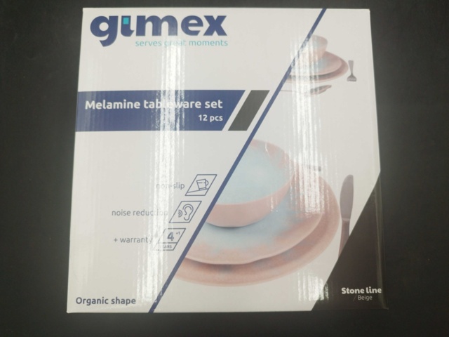 1537260-4 Melaminservis, 2 st 12 delar - Gimex, Stone Line Beige
