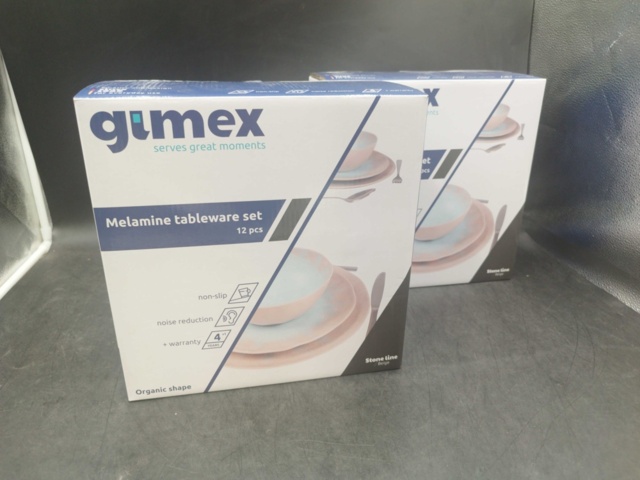 1537261-2 Melaminservis, 2 st 12 delar - Gimex, Stone Line Beige