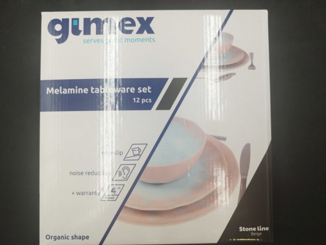 1537261-3 Melaminservis, 2 st 12 delar - Gimex, Stone Line Beige