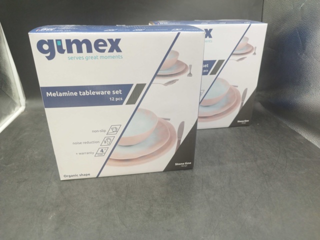 1537262-2 Melaminservis, 2 st 12 delar - Gimex, Stone Line Beige