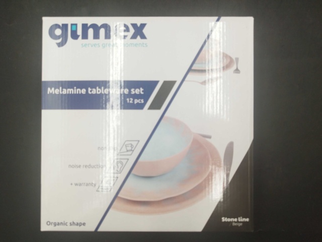 1537262-3 Melaminservis, 2 st 12 delar - Gimex, Stone Line Beige