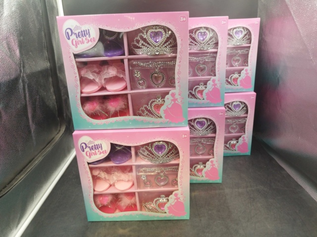 1537286-1 Prinsessetillbehör, 6 st - Pretty Girl Set, smycken och tiara