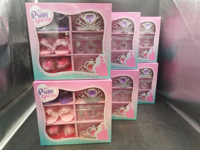 1537287-1 Prinsessetillbehör, 6 st - Pretty Girl Set, smycken och tiara