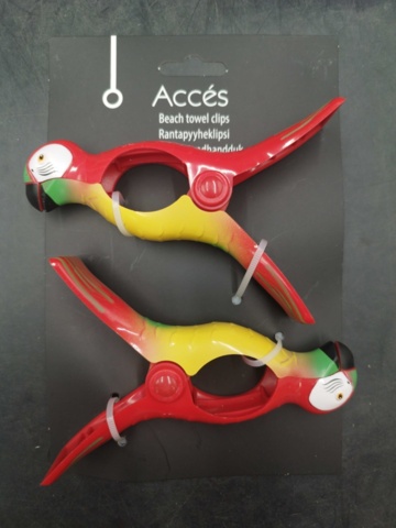 1537296-5 Handduksklämmor, 19 st - Accés, flamingo-, ananas- och papegojmotiv