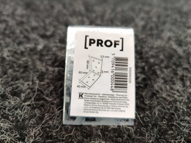 1557277-5 Ca 170 st Vinkelbeslag 60x60x40x2.5mm, Prof