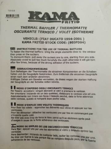 1537312-3 Thermomatta - Kama Fritid, 7-lagrig, Fiat Ducato 1994-2001