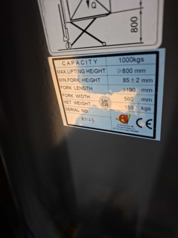 1557317-7 Scissor lift trolley Electric, 1000 kg, 1190 mm