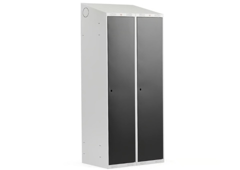 4 st Klädskåp CLASSIC Sluttande tak, 2 sektioner, 1900x800x550 mm, svart